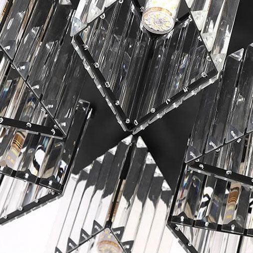Modern Luxury Diamond Shaped Iron Crystal 3/4/5/6 Light Semi-Flush Mount Ceiling Light