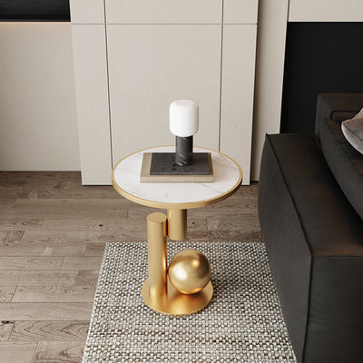 Table d'appoint cylindrique géométrique scandinave contemporain en pierre frittée pour salon 