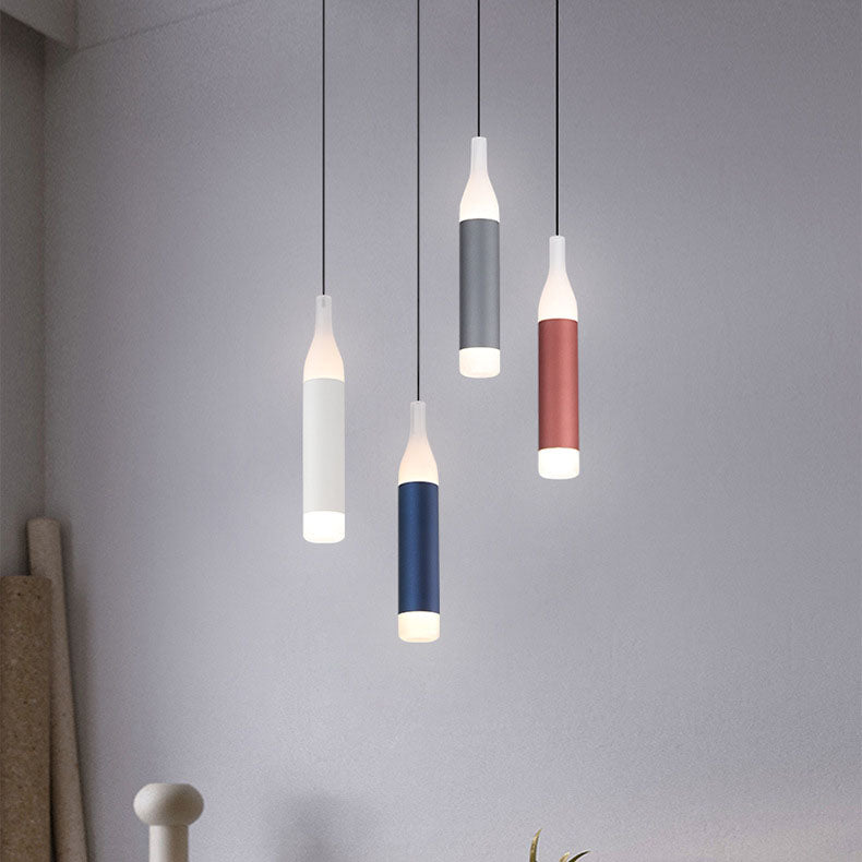 Scandinavian Modern Creative Wine Bottle Aluminum Acrylic LED Pendant Light