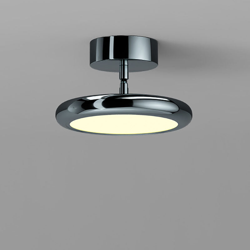 Modern Minimalist Round Disc Orb Iron Acrylic LED Semi-Flush Mount Ceiling Light For Hallway