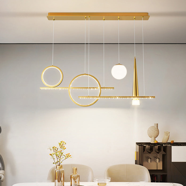 Lustre LED contemporain de luxe avec abat-jour en verre en forme de boule géométrique pour salon 