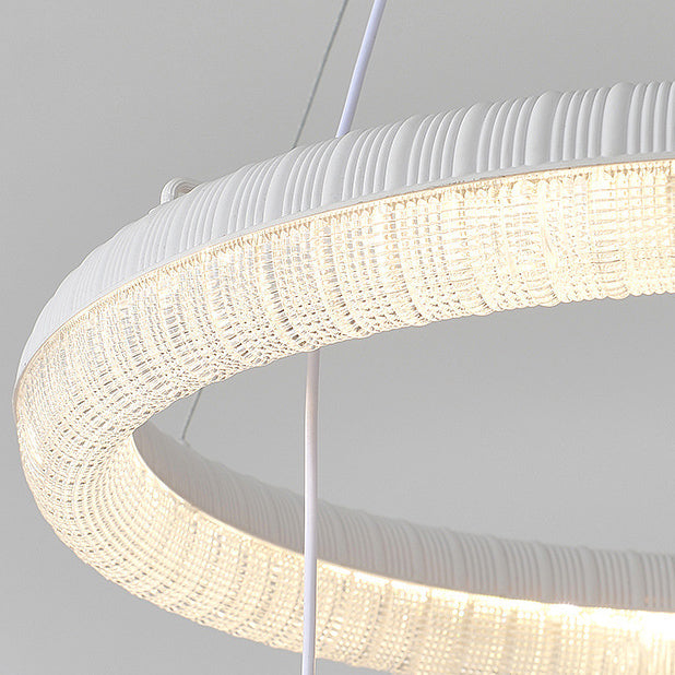 Zeitgenössischer Luxus-Kreis-Ring-Schatten-ABS-Schwan-Dekor-LED-Kronleuchter für Wohnzimmer 