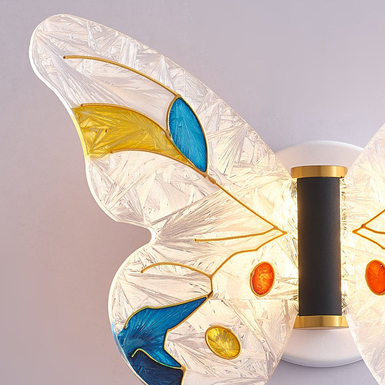 Zeitgenössische kreative Schmetterling Emaille farbige Acryl Flügel Eisen LED Wandleuchte Lampe für Wohnzimmer 