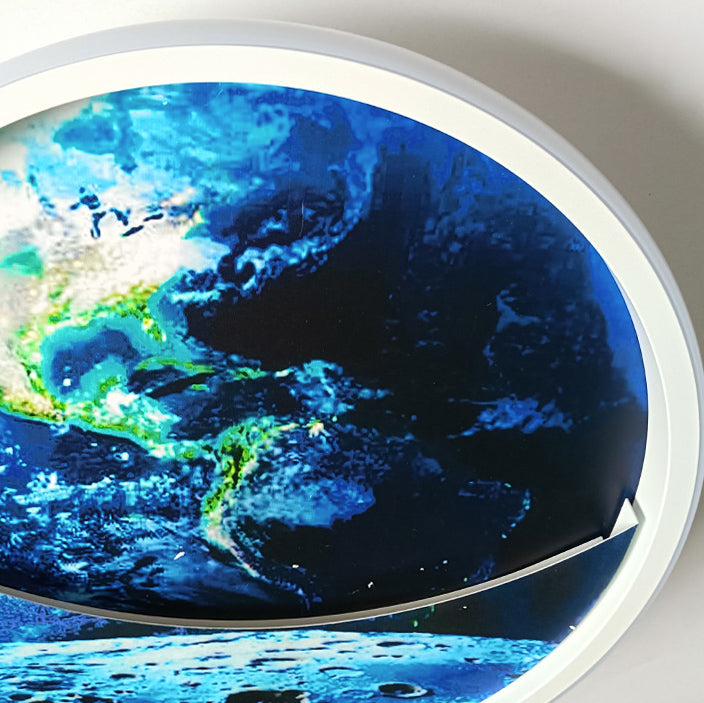 Moderne Art Deco Planet Erde Runde Silizium Eisen LED Unterputz Deckenleuchte für Wohnzimmer 