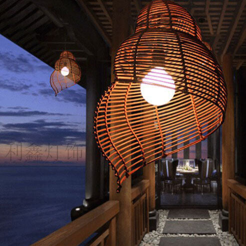 Moderne kreative Persönlichkeit Rattan Conch 1-Licht Pendelleuchte 