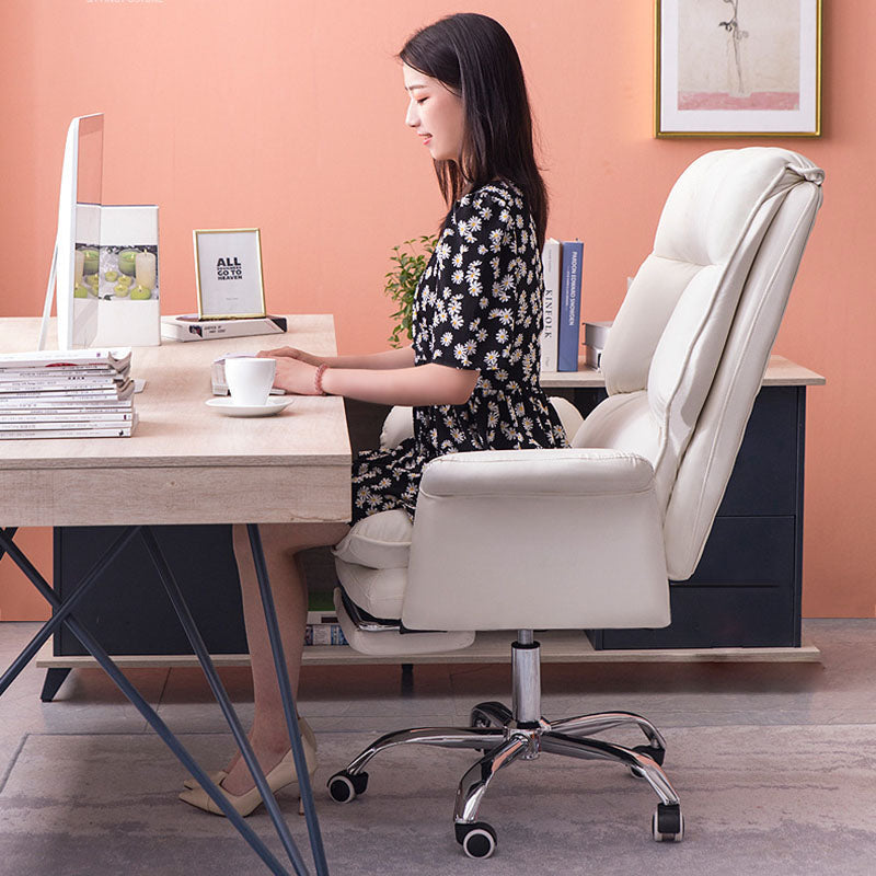 Modern Minimalist Square Rectangular Faux Leather Steel Desk Chair Backrest Armrest For Home Office