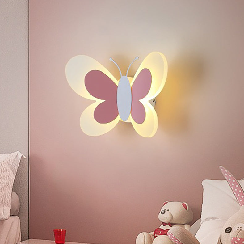 مصباح حائط LED من الحديد بتصميم فراشة أكريليك إبداعي معاصر لغرفة النوم 