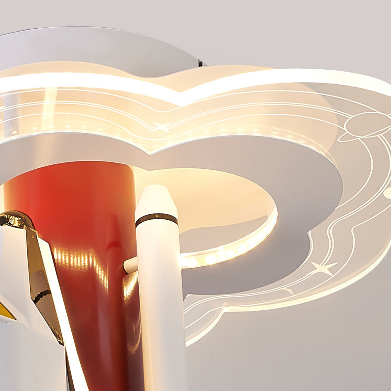 Plafonnier LED en acrylique pour enfants en forme de fusée aérospatiale en fer contemporain et créatif pour le salon 