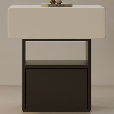 Chevet moderne minimaliste carré en pin à faible teneur en carbone avec 1 tiroir pour chambre à coucher 