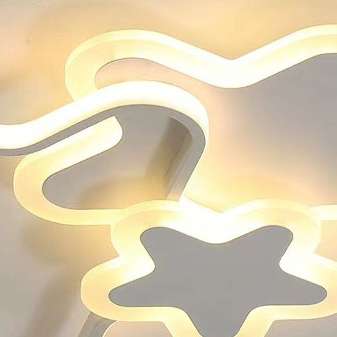 Zeitgenössische skandinavische Stern-Acryl-Schatten-Hardware-LED-Unterputz-Deckenleuchte für Schlafzimmer 