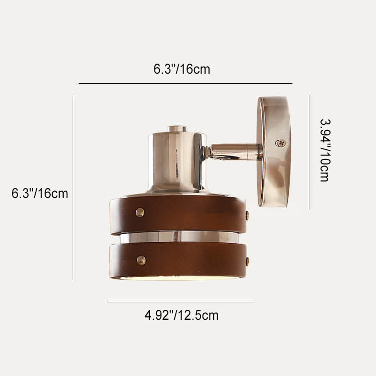 Lámpara de brazo de hierro de nogal retro japonesa de 1 luz Aplique de pared 