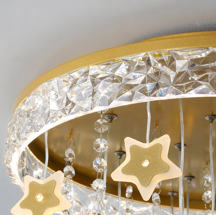 Plafonnier LED moderne nordique pour enfants en fer acrylique cristal rond étoile pour chambre à coucher 