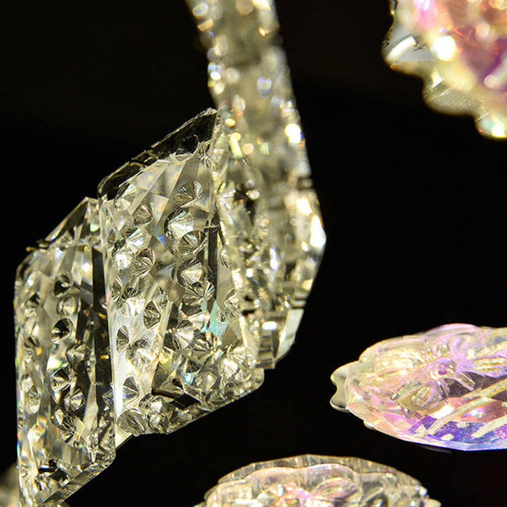 Modern Art Deco Butterfly Crystal Hardware LED Chandelier For Living Room