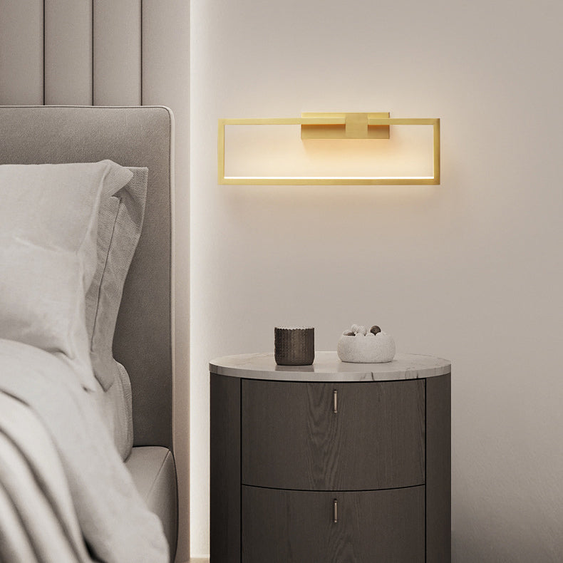 Moderne Mid-Century Wandleuchte aus Kupfer im rechteckigen geometrischen Design mit LED für das Bett 