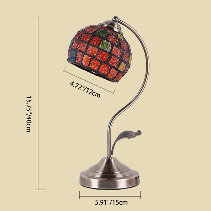 Lampe de table à 1 lumière en verre sphérique rond traditionnel Tiffany pour salon 