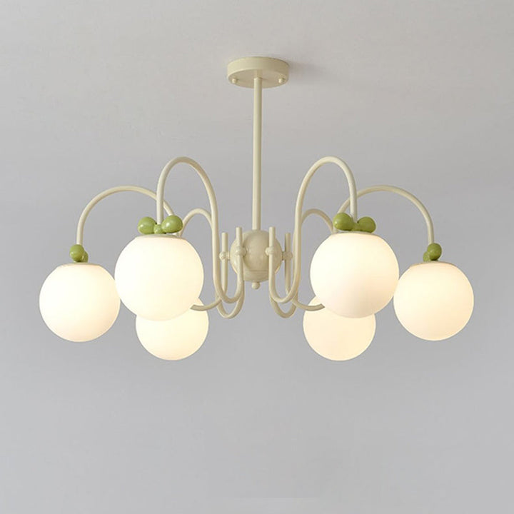 Moderne minimalistische Creme Bogen Runde Ball Hardware Glas 4/5/6/8 Licht Kronleuchter für Wohnzimmer 