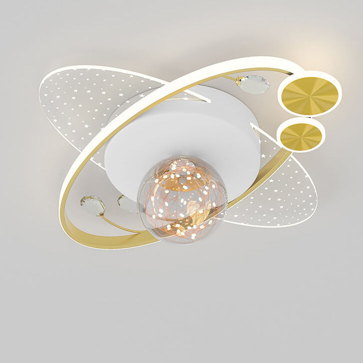 Contemporary Nordic Iron Acrylic Elliptical Star LED Semi-Flush Mount Ceiling Light For Bedroom