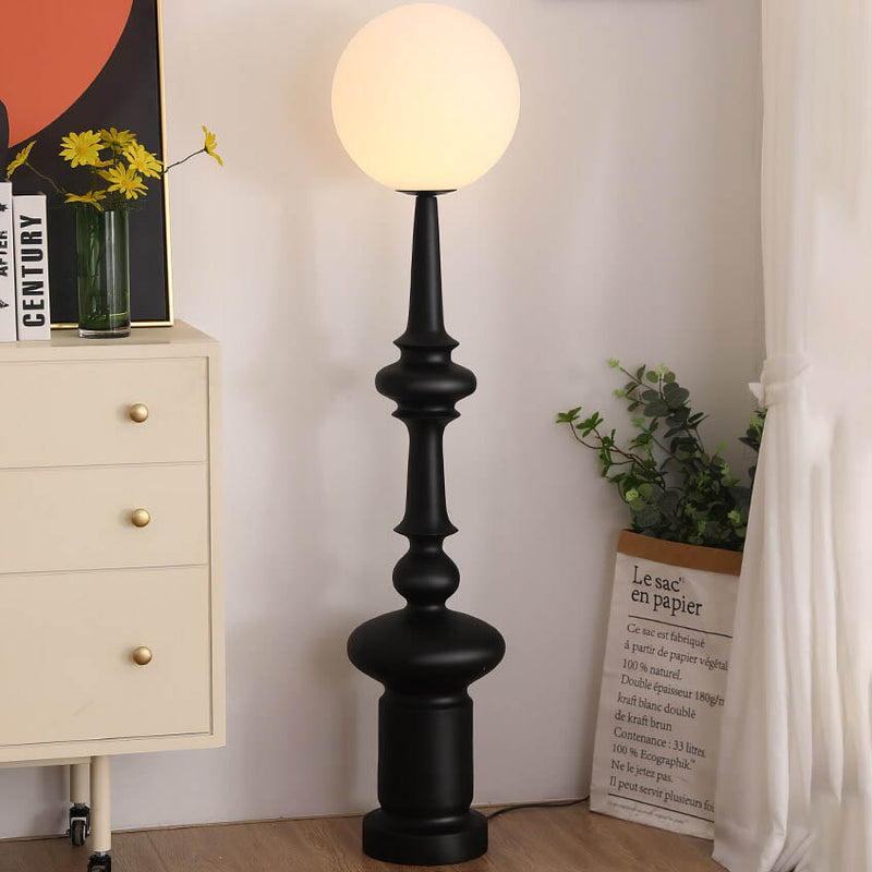 Vintage Sphere Roman Chess Column Base 1-Light Standing Floor Lamp