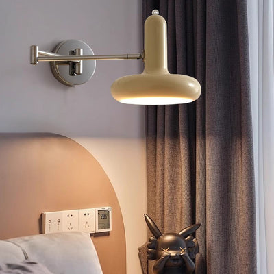 Applique murale contemporaine scandinave en fer métallique rond hémisphérique à bras réglable 1 lumière pour chevet 
