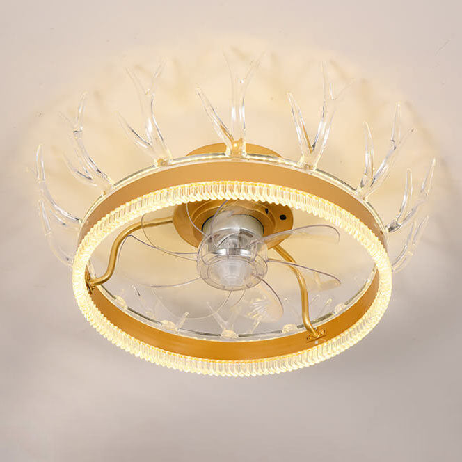 Modern Circle Ring LED Halbbündige Deckenventilatorleuchte 