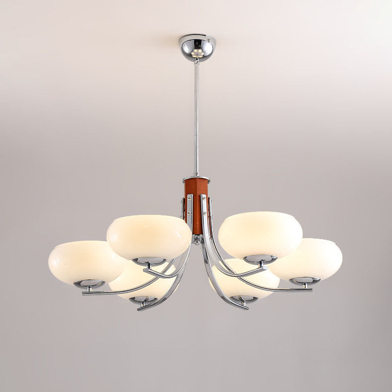 Traditional French Iron Glass Round Shape 3/6-Light Chandelier For Living Room