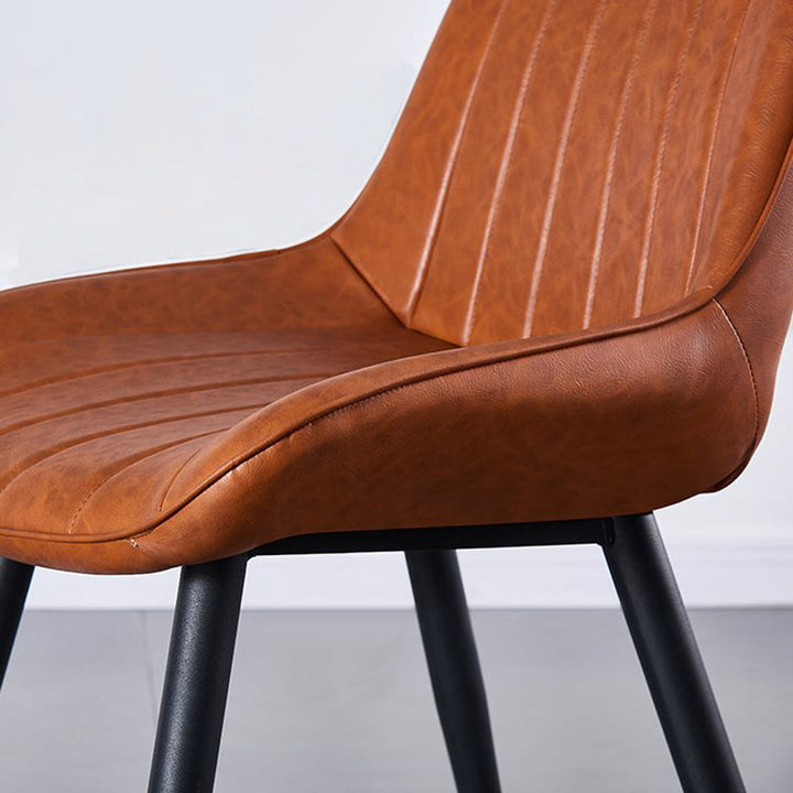 Chaise de salle à manger moderne de luxe carrée incurvée en similicuir avec dossier sans accoudoirs pour salle à manger 