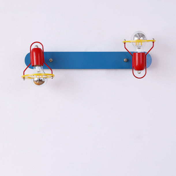 Zeitgenössische kreative kindliche bunte geometrische Eisen 2-Licht Spiegel Front Wandleuchte Lampe für Schlafzimmer 