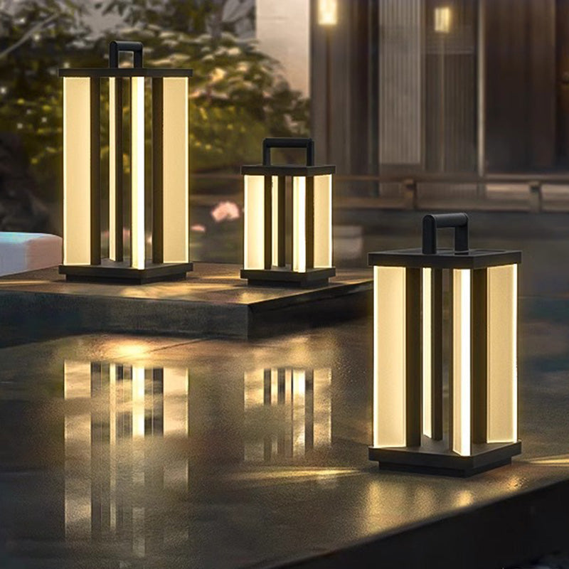 إضاءة LED مستطيلة الشكل من الفولاذ المقاوم للصدأ والأكريليك مقاومة للماء بتصميم بسيط وحديث للإضاءة الخارجية للحدائق 