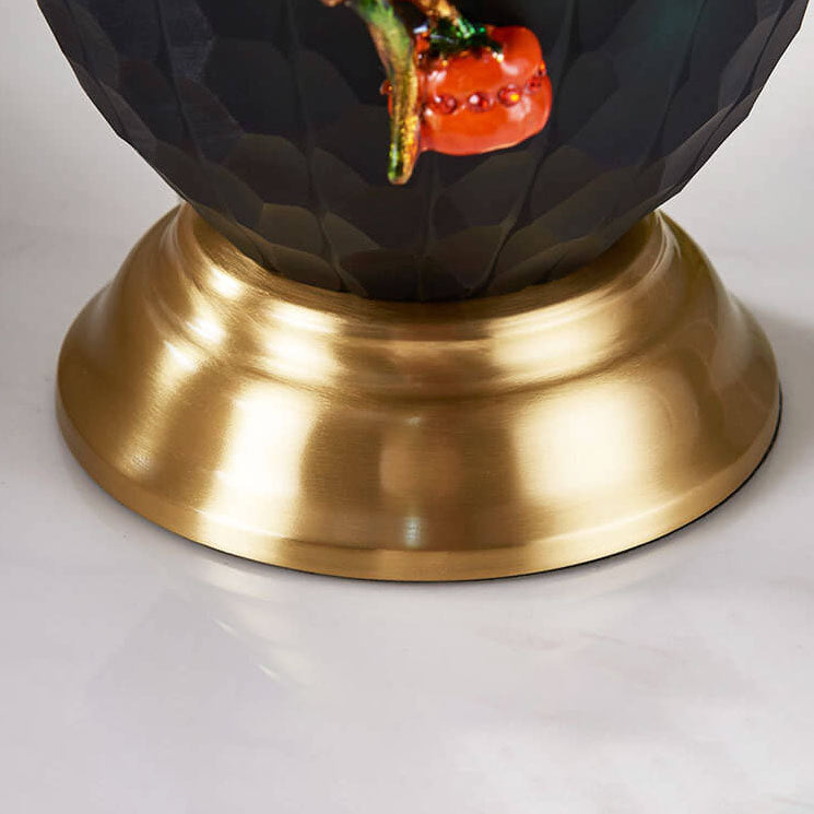 Retro Chinesische Kupfer Emaille Farbe Stoffschirm 1-Licht Tischlampe 