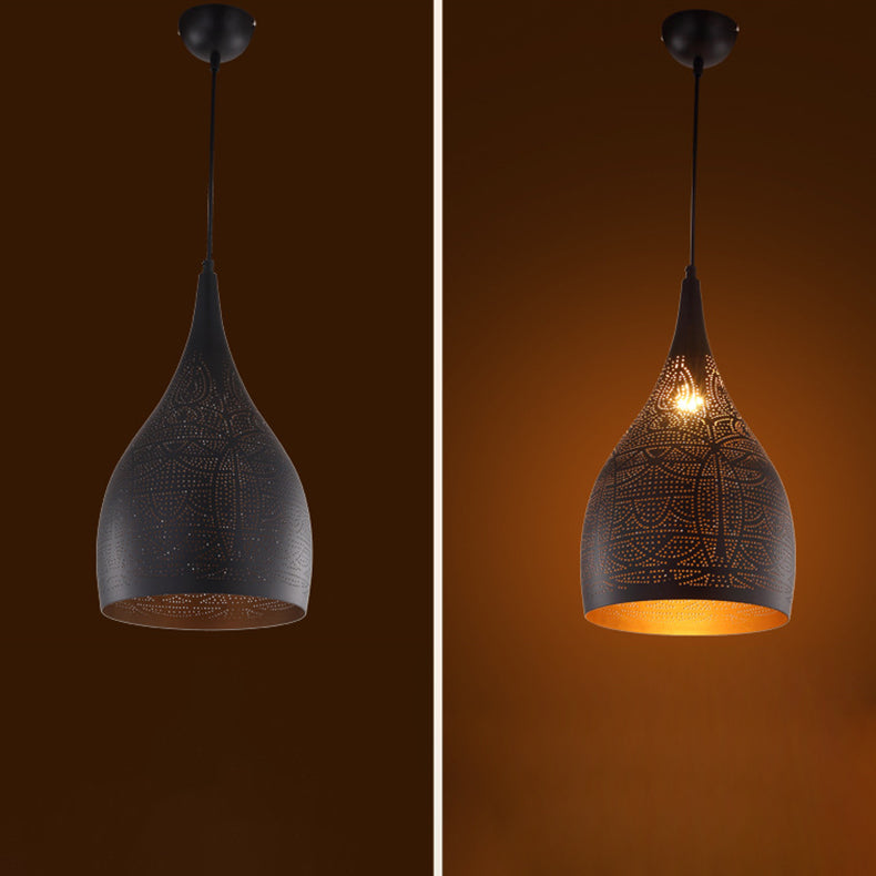 Suspension lumineuse à 1 lumière en fer rond traditionnel européen pour salon 