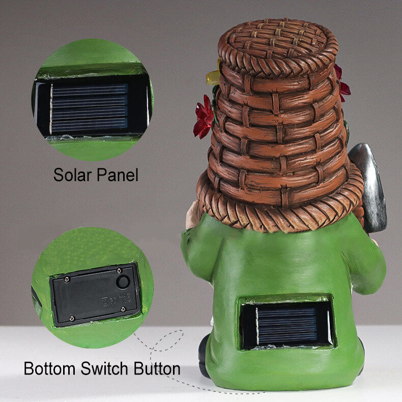 Lumière de paysage de pelouse LED en forme de nain en résine étanche solaire créative moderne pour patio extérieur 