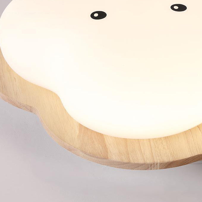 Modern Art Deco Airplane Clouds Moon Acrylic Wood LED Flush Mount Ceiling Light For Living Room