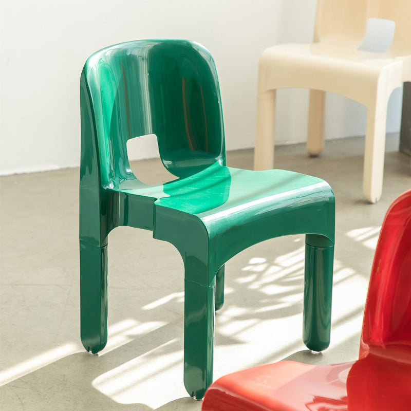Modern Minimalist Square Plastic Chair Four Legs Backrest For Living Room