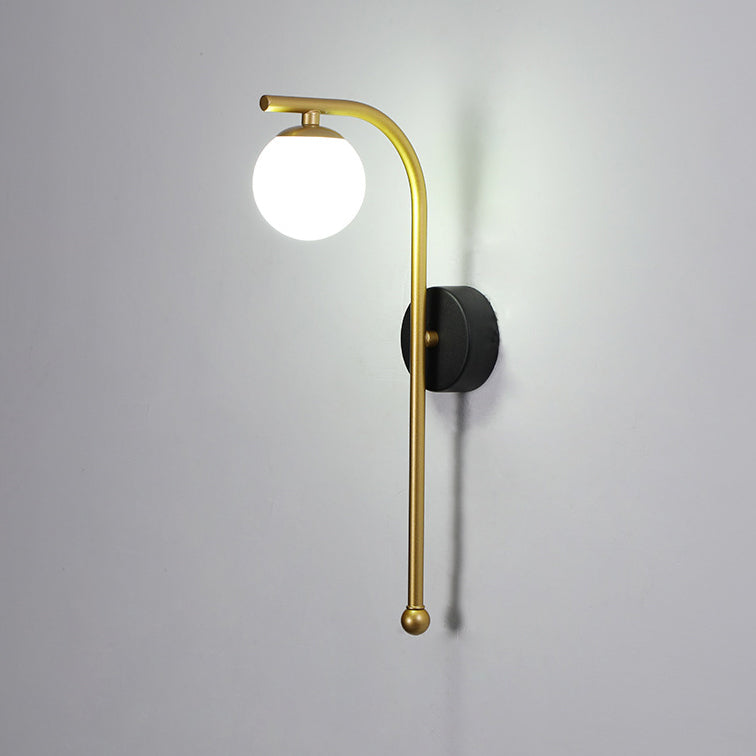Lampe murale contemporaine de luxe avec abat-jour sphérique en acrylique, fer et aluminium à 1 lumière pour chambre 
