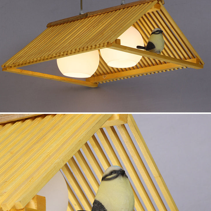 Traditioneller chinesischer Traufe-Vogel-Bambusglas-1/2/3-Licht-Insel-Licht-Kronleuchter für Esszimmer 
