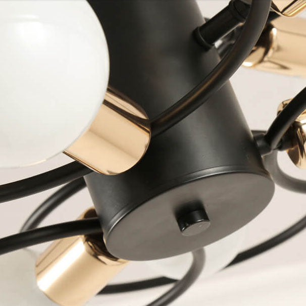 Contemporary Nordic Flower Ring Iron 3/6/9 Light Semi-Flush Mount Ceiling Light For Living Room &amp; Bedroom