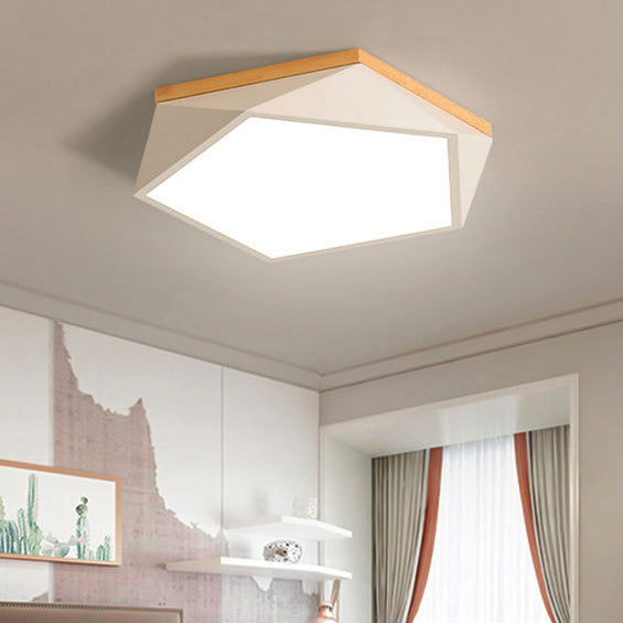 Plafonnier LED en fer acrylique polygone scandinave contemporain pour chambre à coucher 