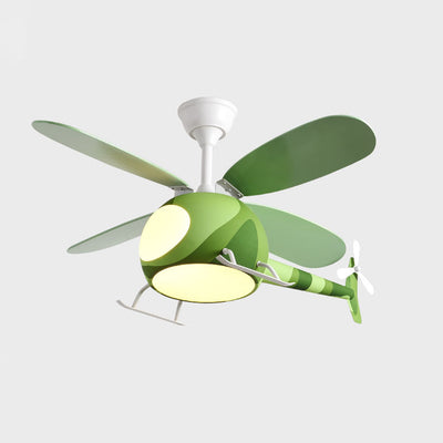 Contemporary Creative Iron Cartoon Planes LED Downrods Ceiling Fan Light for Bedroom