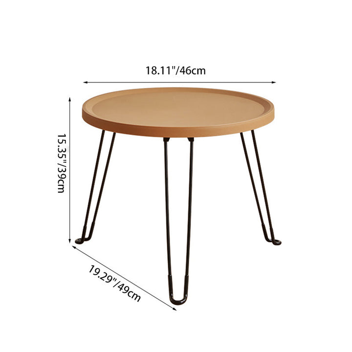 Table basse moderne minimaliste ronde en acier au carbone PP pliable pour salon 