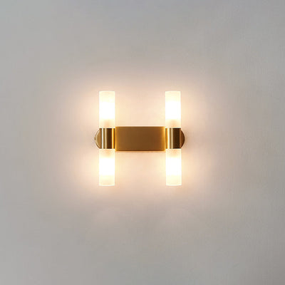 Zeitgenössische nordische Kupfer Acryl Zylinder Ball 1/2/4 Licht Wandleuchte Lampe für Wohnzimmer 