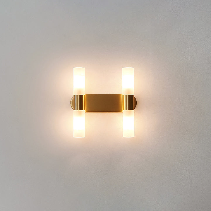 Zeitgenössische nordische Kupfer Acryl Zylinder Ball 1/2/4 Licht Wandleuchte Lampe für Wohnzimmer 