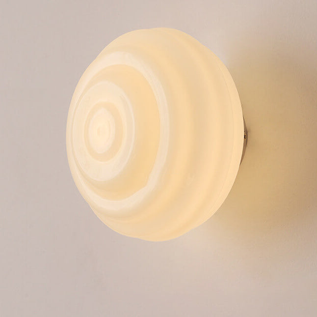 Nordic Cream Wave Round Glass Lampshade 1-Light Wall Sconce Lamp