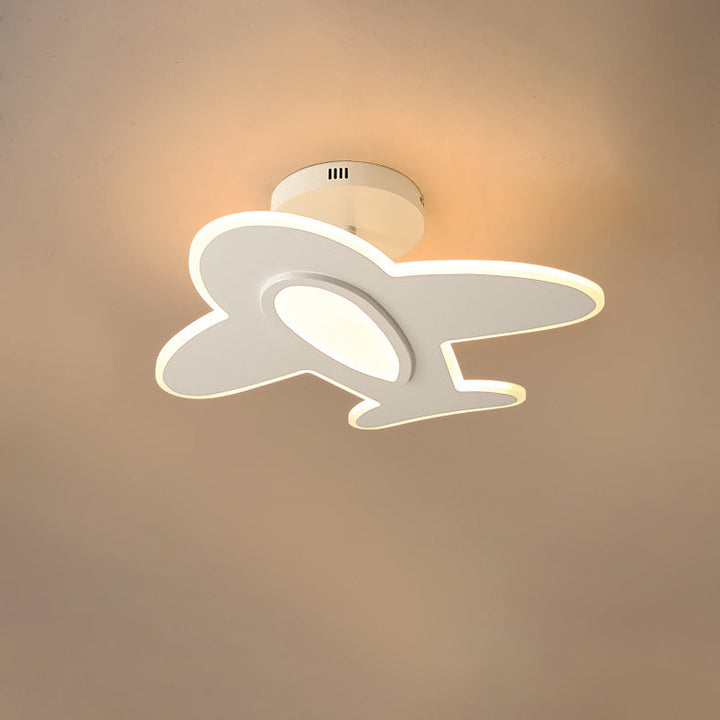 Luz de techo semiempotrada LED de madera y hierro para avión creativo contemporáneo para dormitorio 