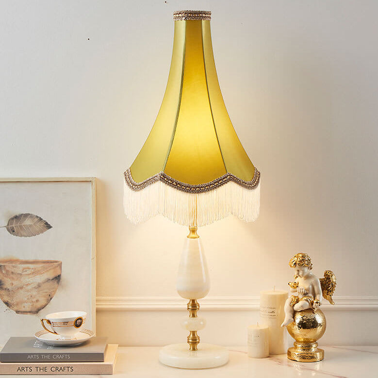 Lampe de Table à 1 Lumière avec Franges en Tissu de Luxe Moderne 