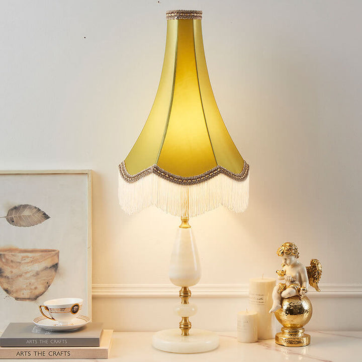 Lampe de Table à 1 Lumière avec Franges en Tissu de Luxe Moderne 