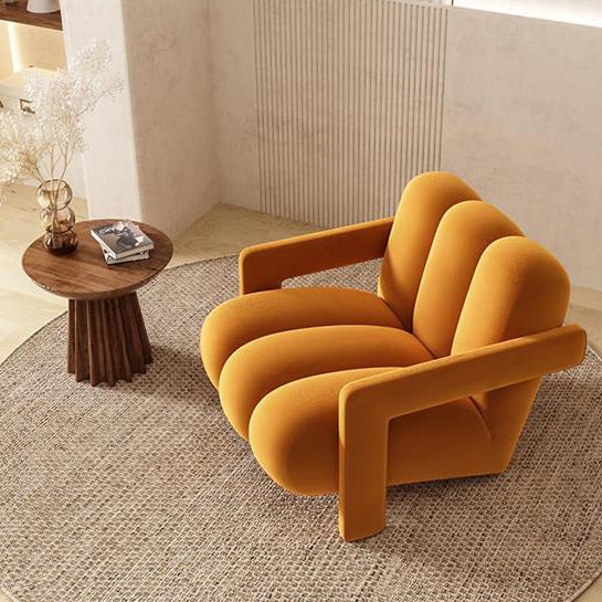 Sillón individual contemporáneo escandinavo de terciopelo y tejido sherpa con madera y espuma, con respaldo y reposabrazos, para sala de estar 