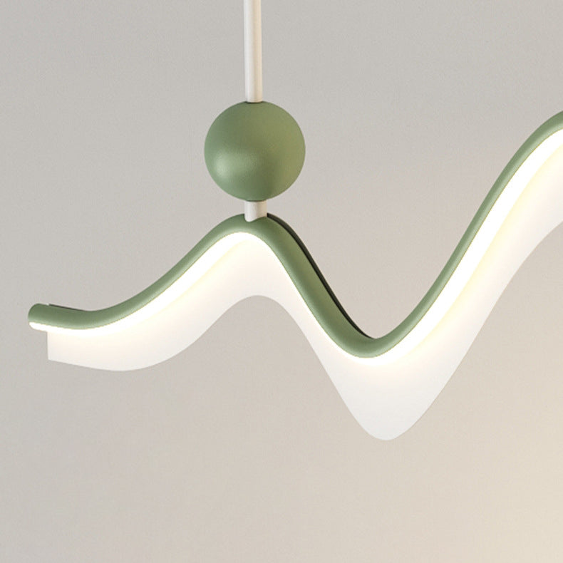 ثريا ضوء الجزيرة LED من الألومنيوم والأكريليك بتصميم حديث وموجة القمر الطويلة من الحديد لغرفة الطعام 