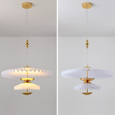 Modern Art Deco Pleated Round Acrylic Iron LED Chandelier For Living Room