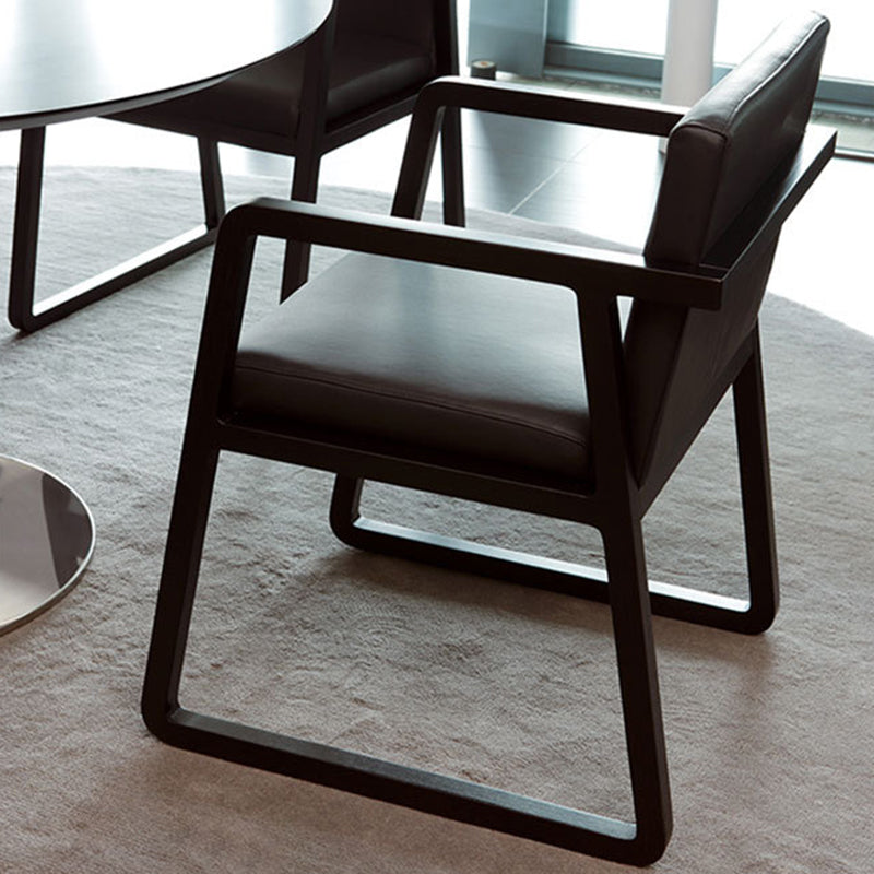 Moderner minimalistischer quadratischer PU-Leder Edelstahl-Schreibtischstuhl mit Rückenlehne und Armlehne für das Home Office 