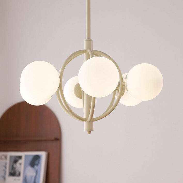 Moderner Übergangsleuchter aus Eisen und Glas mit 6 Lichtern für das Wohnzimmer 